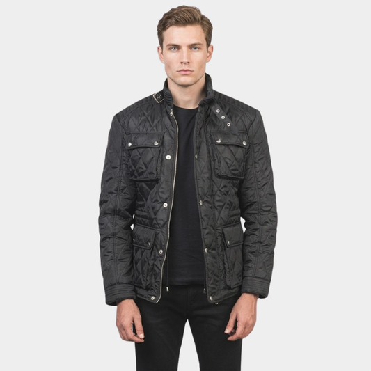 Nelson Quilted Black Windbreaker Jacket