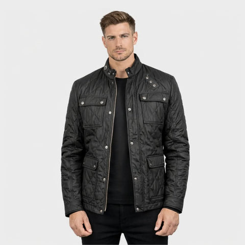 Nelson Quilted Black Windbreaker Jacket
