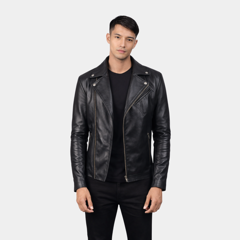 Noah Black Leather Biker Jacket