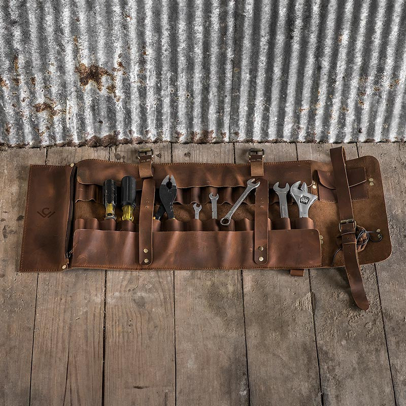 Heavy Duty Leather Chef Knife Roll