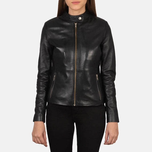 Rave Black Leather Biker Jacket - Leather Clan