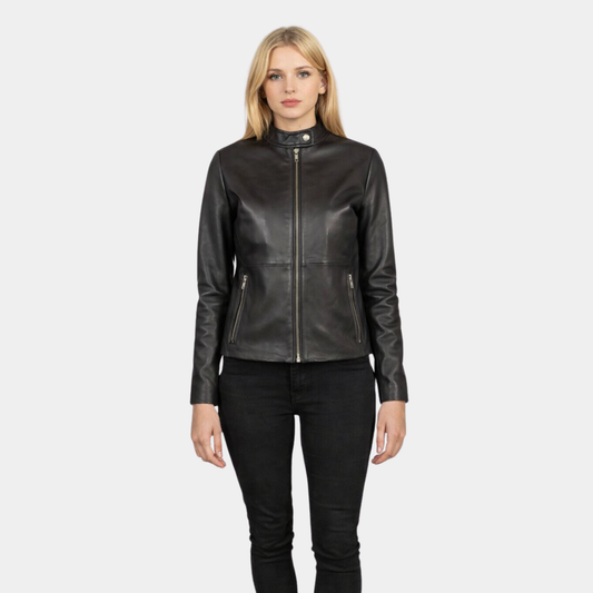 Rave Brown Leather Biker Jacket - Leather Clan