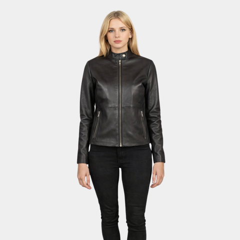 Rave Brown Leather Biker Jacket - Leather Clan