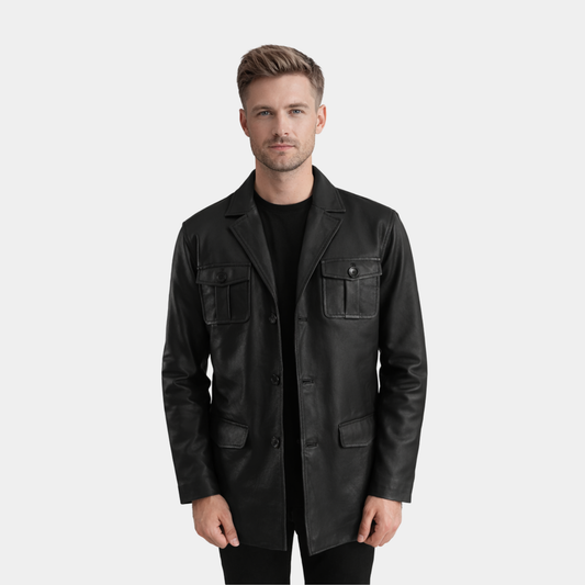 Ray Cutler Black Leather Blazer
