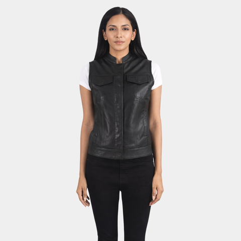 Rayne Moto Black Leather Vest