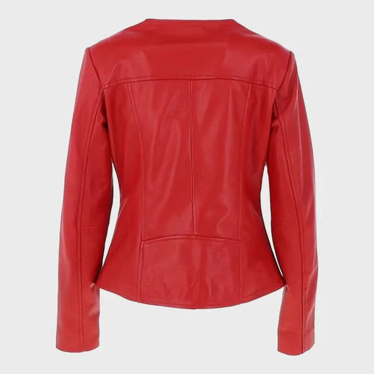 Women's Red Leather Jacket