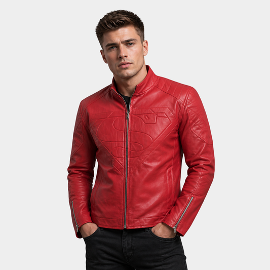 Red Biker Leather Jacket â€“ Motorcycle Casual Style