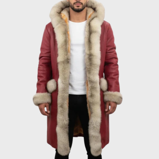 Red Christmas Chronicles Shearling Leather Jacket for Men and Women