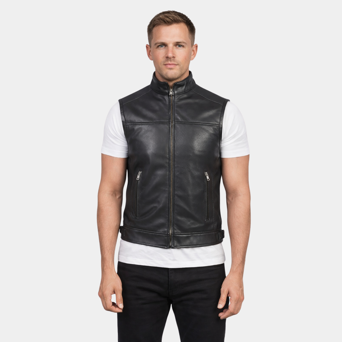 Roland Black Leather Biker Vest