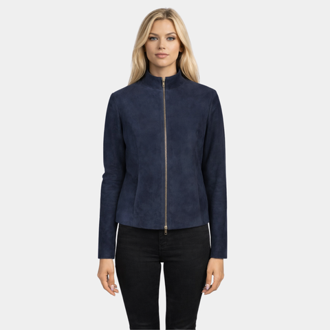 Rumella Blue Suede Biker Jacket