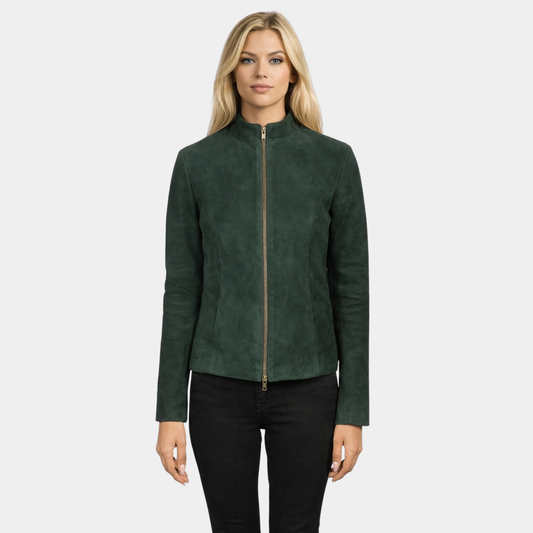 Rumella Green Suede Biker Jacket