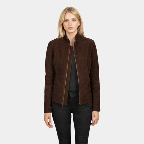 Rumella Mocha Suede Biker Jacket