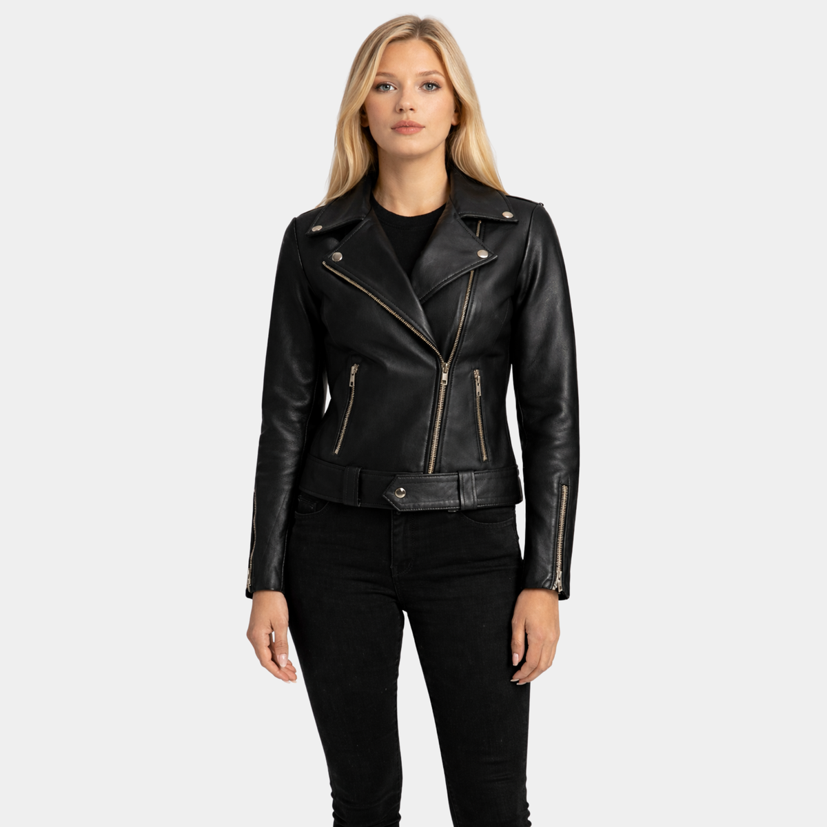 Rumy Black Leather Biker Jacket