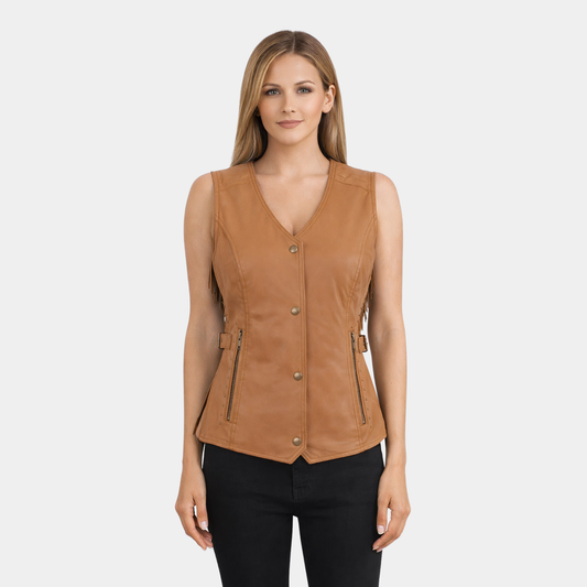 Saddle Tan Snap Front Vest