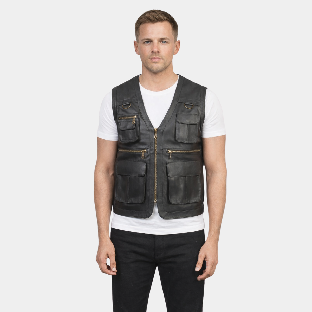 Safari Brown Leather Vest