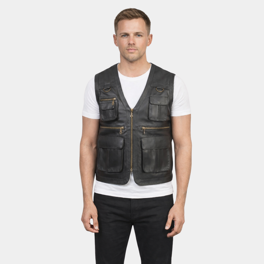 Safari Brown Leather Vest