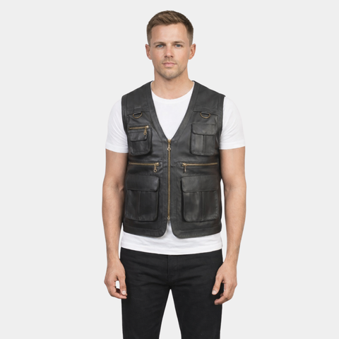 Safari Brown Leather Vest