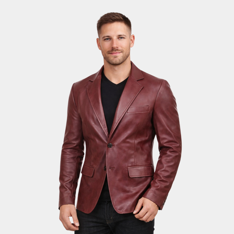 Satin Lining Men's Leather Blazer