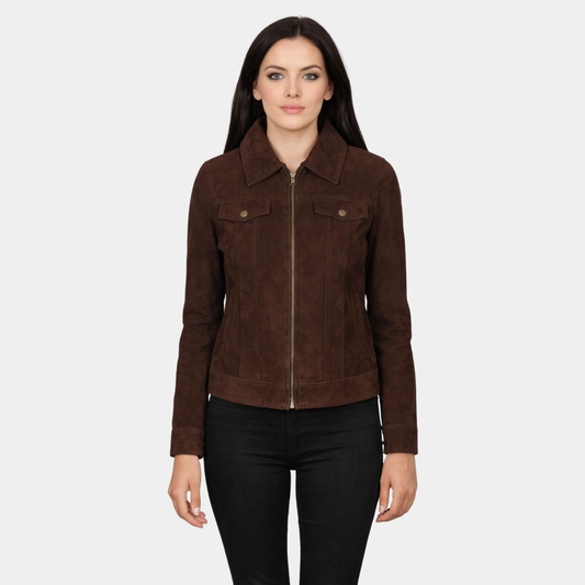 Suzy Mocha Suede Trucker Jacket
