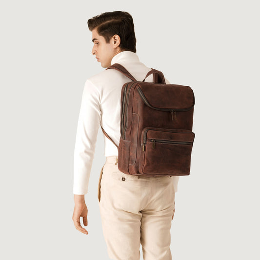 The Bedford Vintage Distressed Brown Leather Backpack