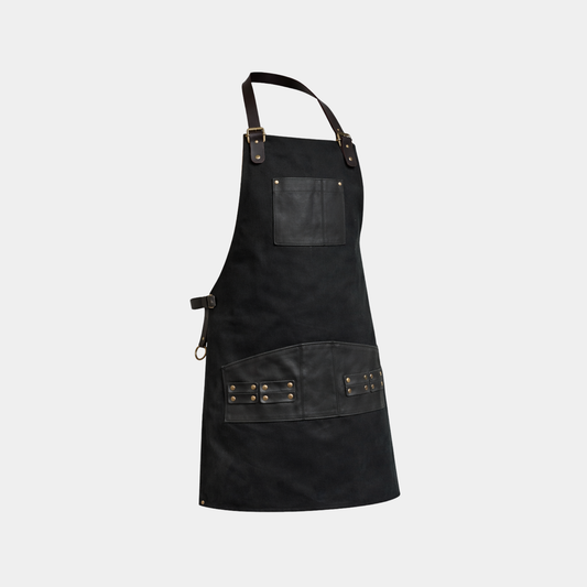 The Bedfordshire Canvas Black Apron - Leather Clan