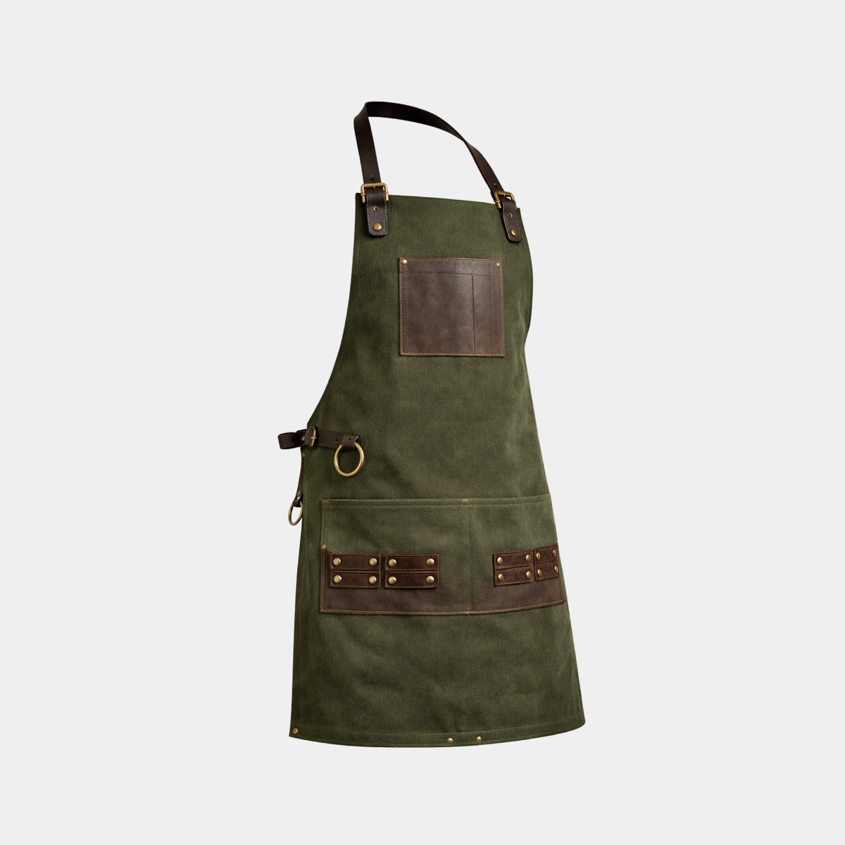 The Bedfordshire Canvas Green Apron - Leather Clan