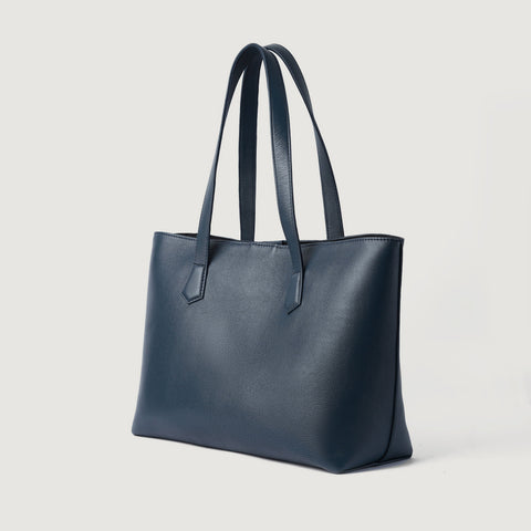 The Bianca Blue Leather Tote Bag