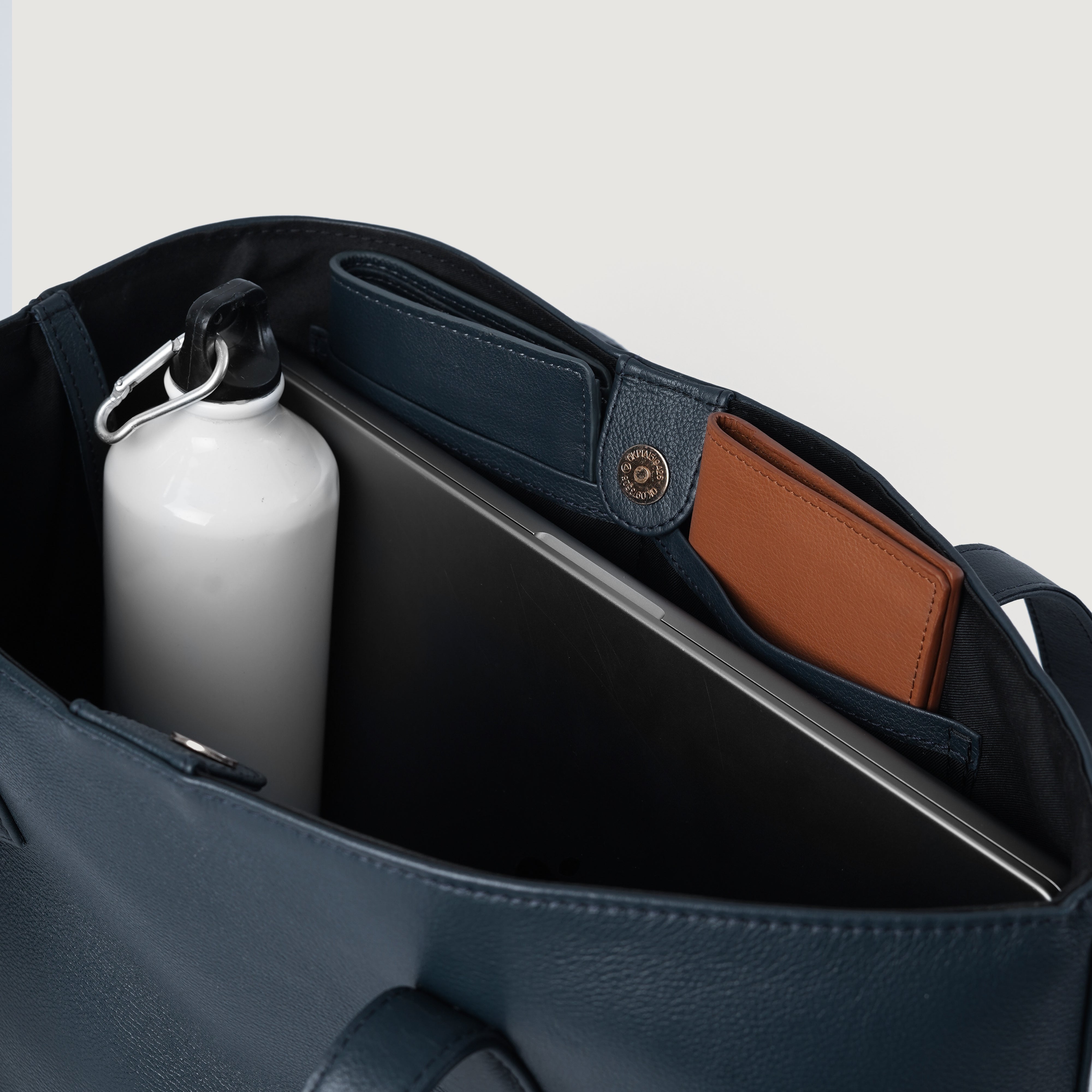 The Bianca Blue Leather Tote Bag