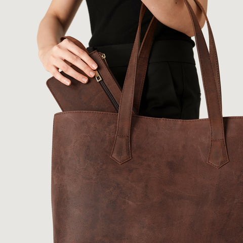 The Bianca Vintage Distressed Brown Leather Tote Bag