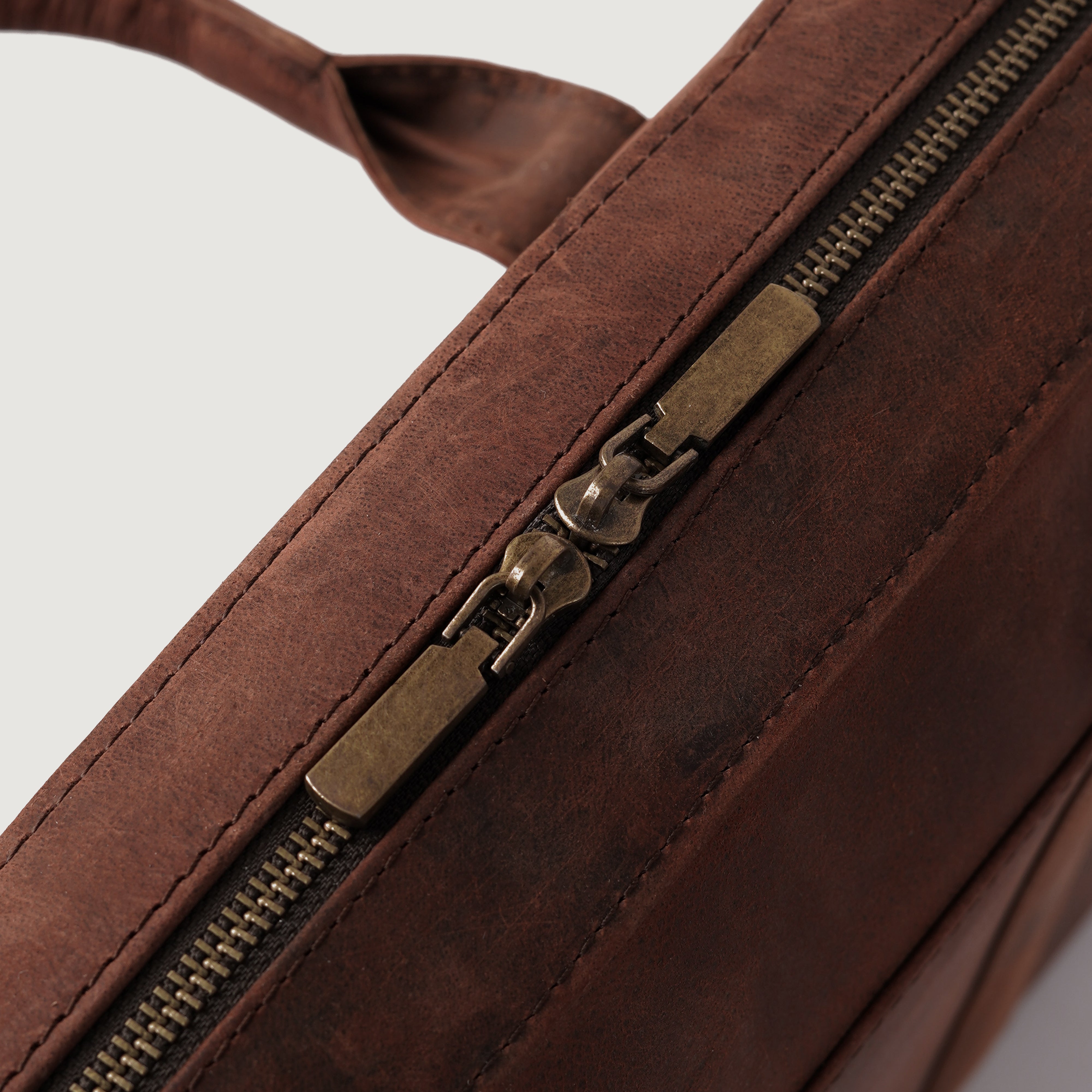 The Captain Vintage Distressed Brown Leather Briefcase