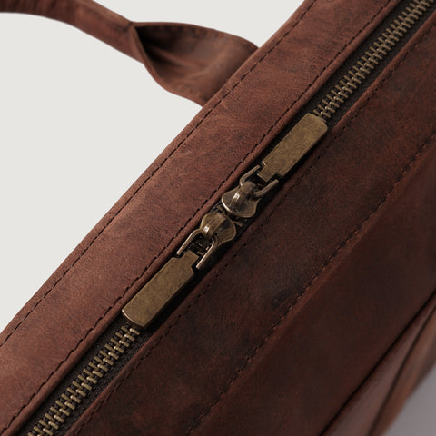 The Captain Vintage Distressed Brown Leather Briefcase