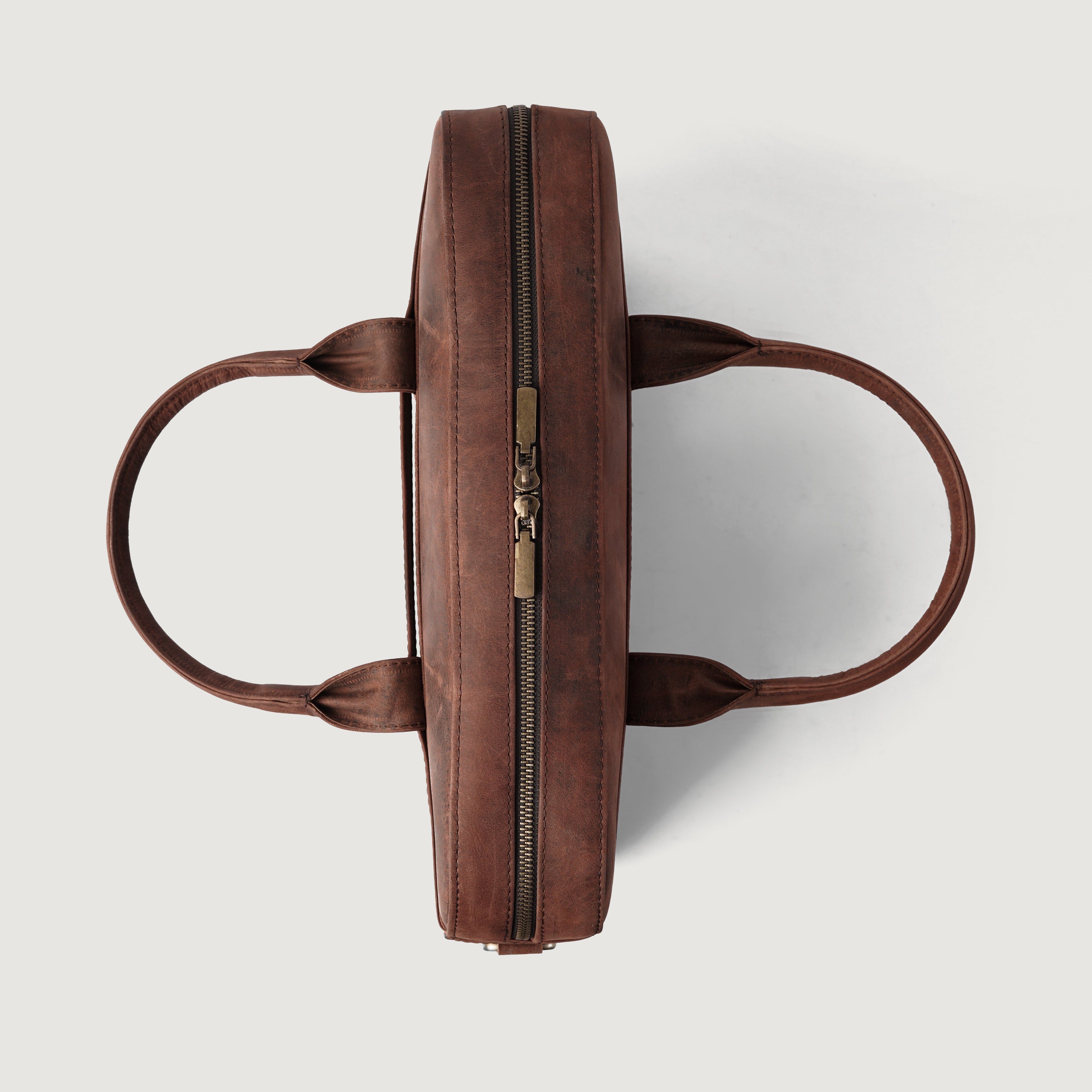 The Captain Vintage Distressed Brown Leather Briefcase