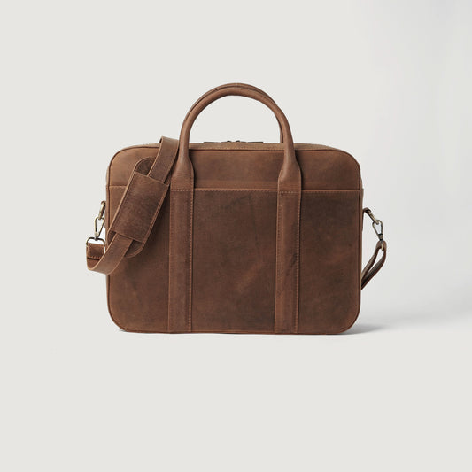 The Captain Vintage Tan Brown Leather Briefcase