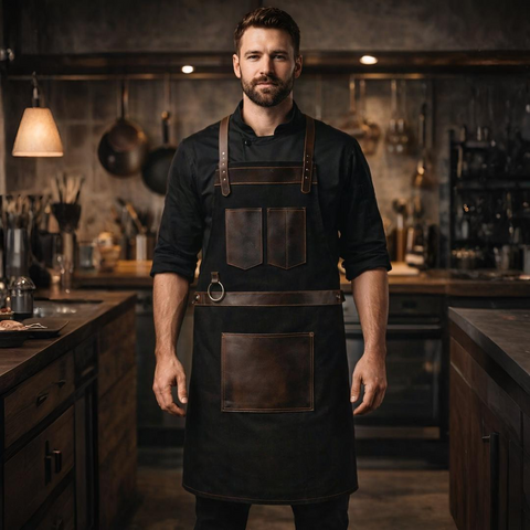 The Cornwall Black Canvas Crossbody Apron