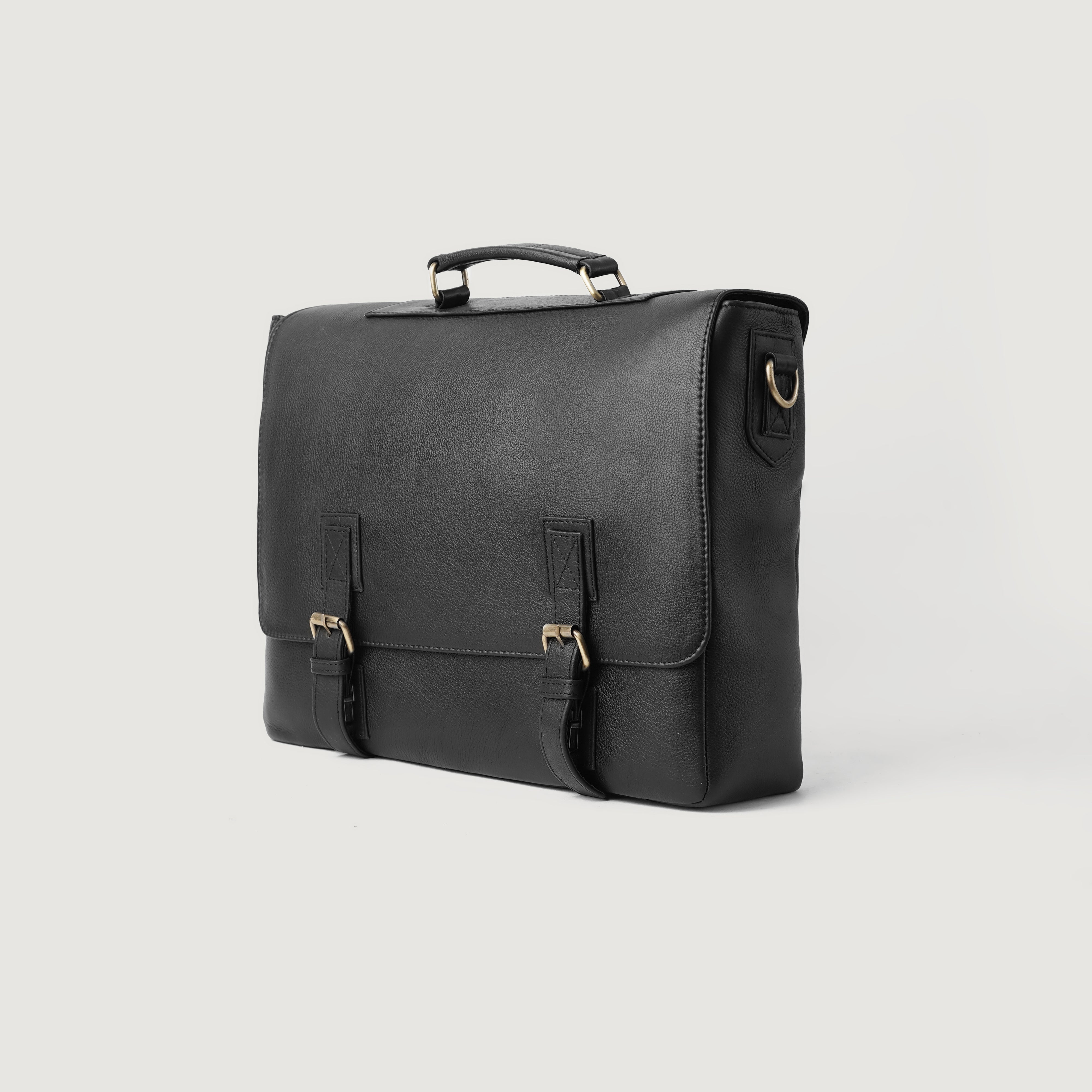 The Cristoph Black Leather Messenger Bag