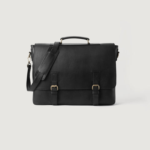 The Cristoph Black Leather Messenger Bag