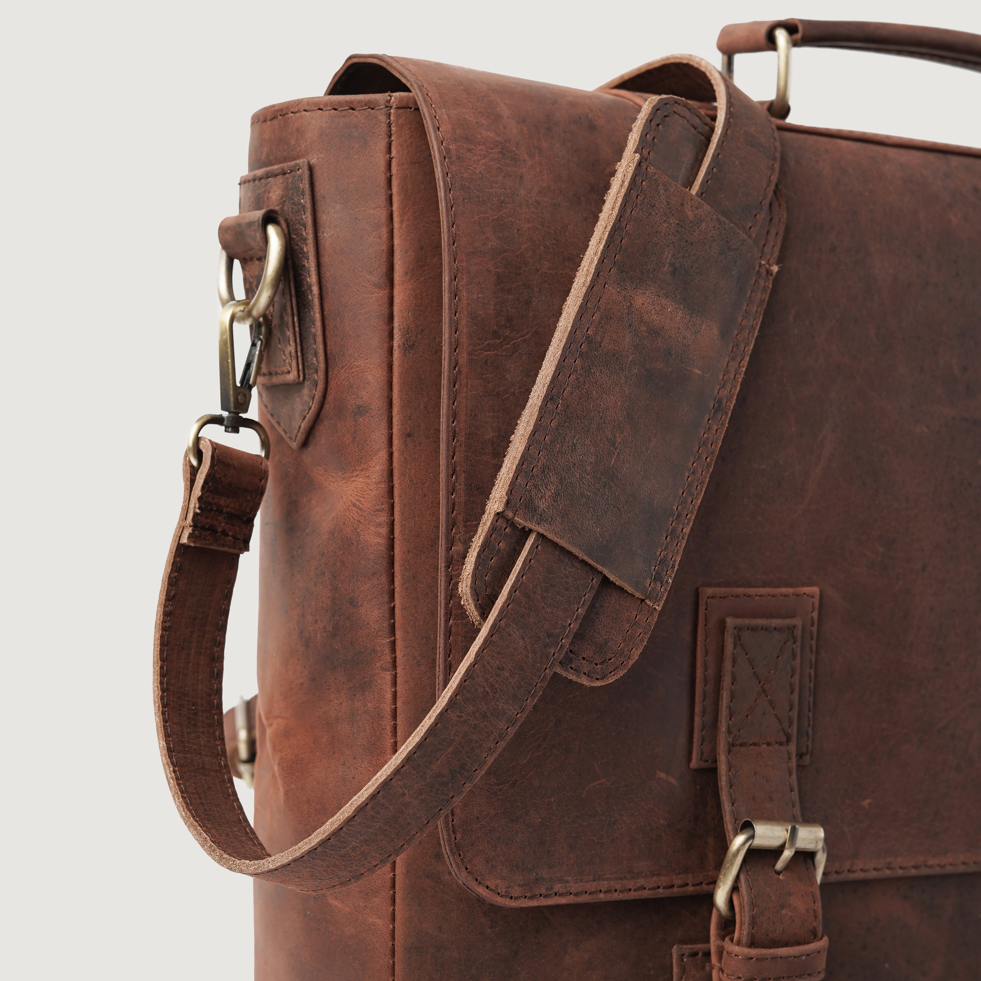 The Cristoph Vintage Distressed Brown Leather Messenger Bag