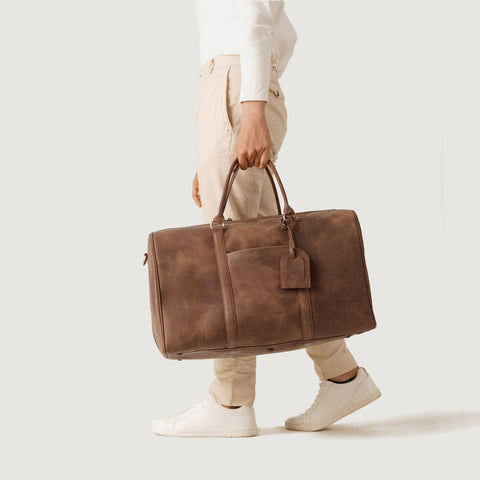 The Darrio Vintage Tan Brown Leather Duffle Bag
