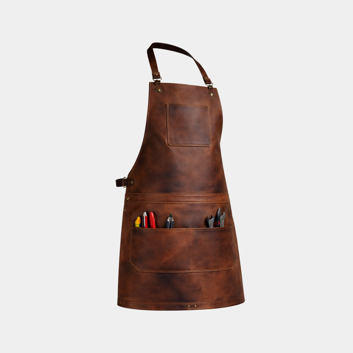 The Devon Brown Full Grain Leather Crossbody Apron - Leather Clan