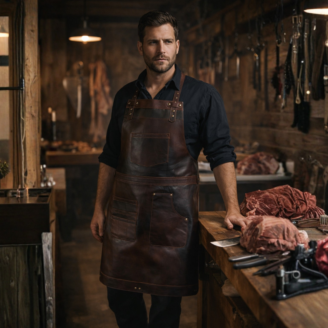The Dorset Dark Brown Full Grain Leather Apron