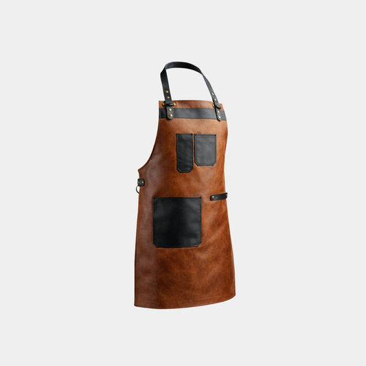 The Norfolk Leather Brown Canvas Butcher Apron - Leather Clan