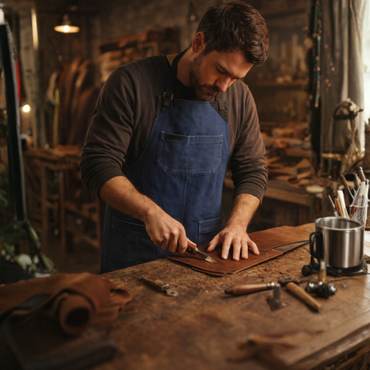 The Nottinghamshire Blue Canvas Woodwork Apron - Leather Clan
