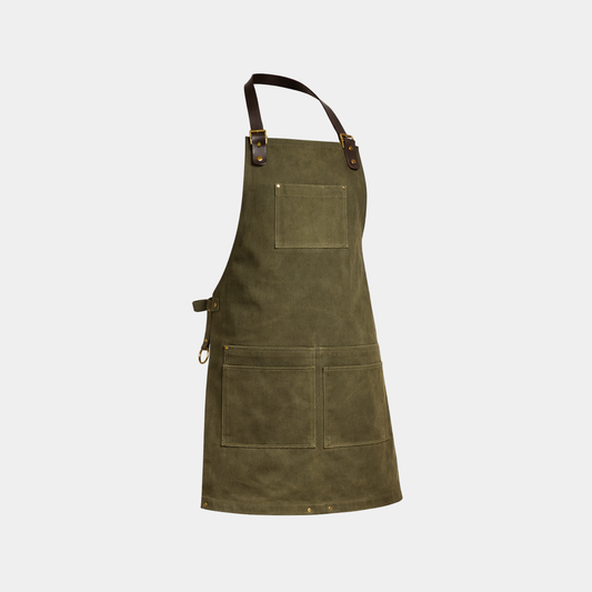 The Olive Green Canvas Apron - Leather Clan