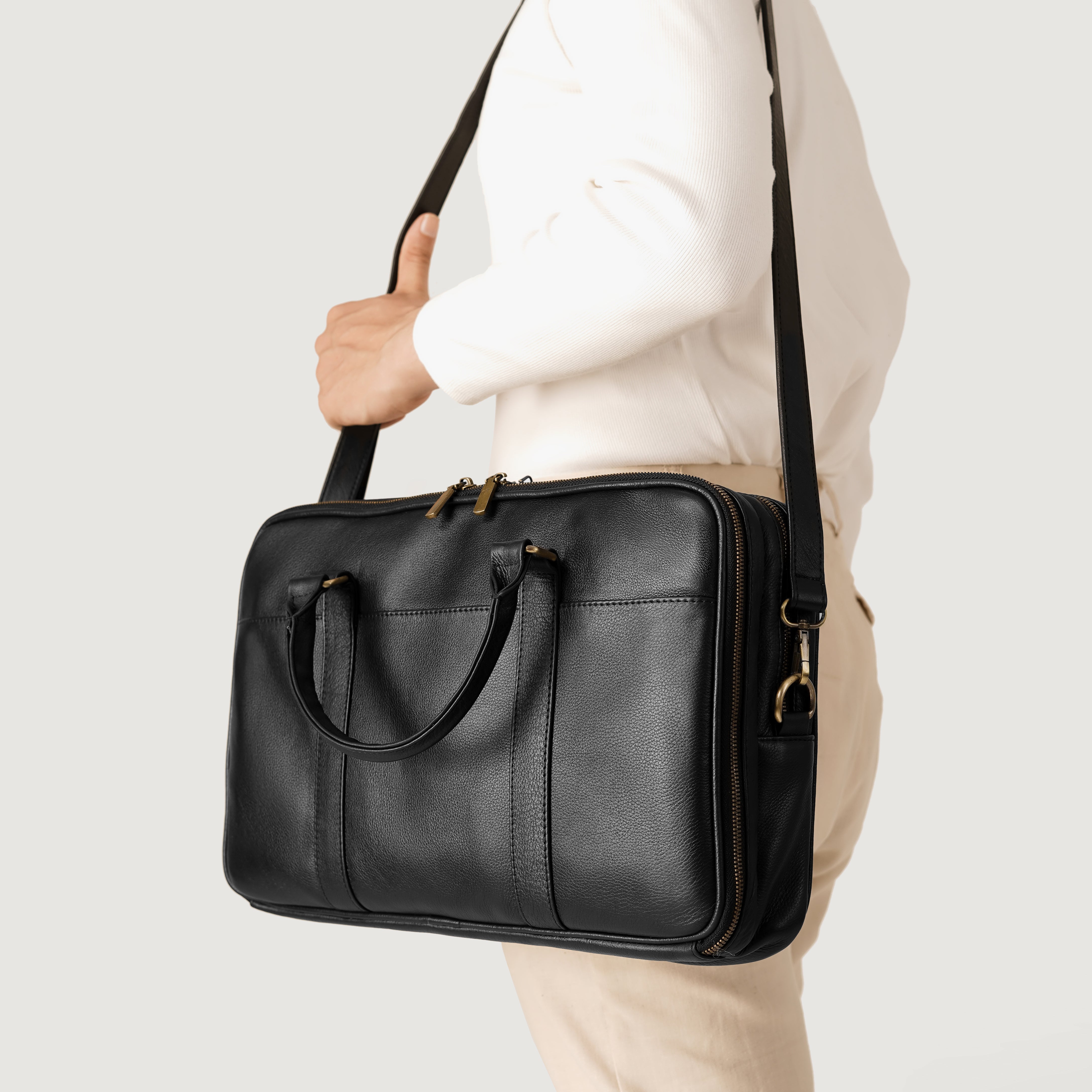 The Preston Black Leather Briefcase