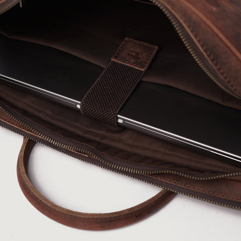 The Preston Vintage Distressed Brown Leather Briefcase
