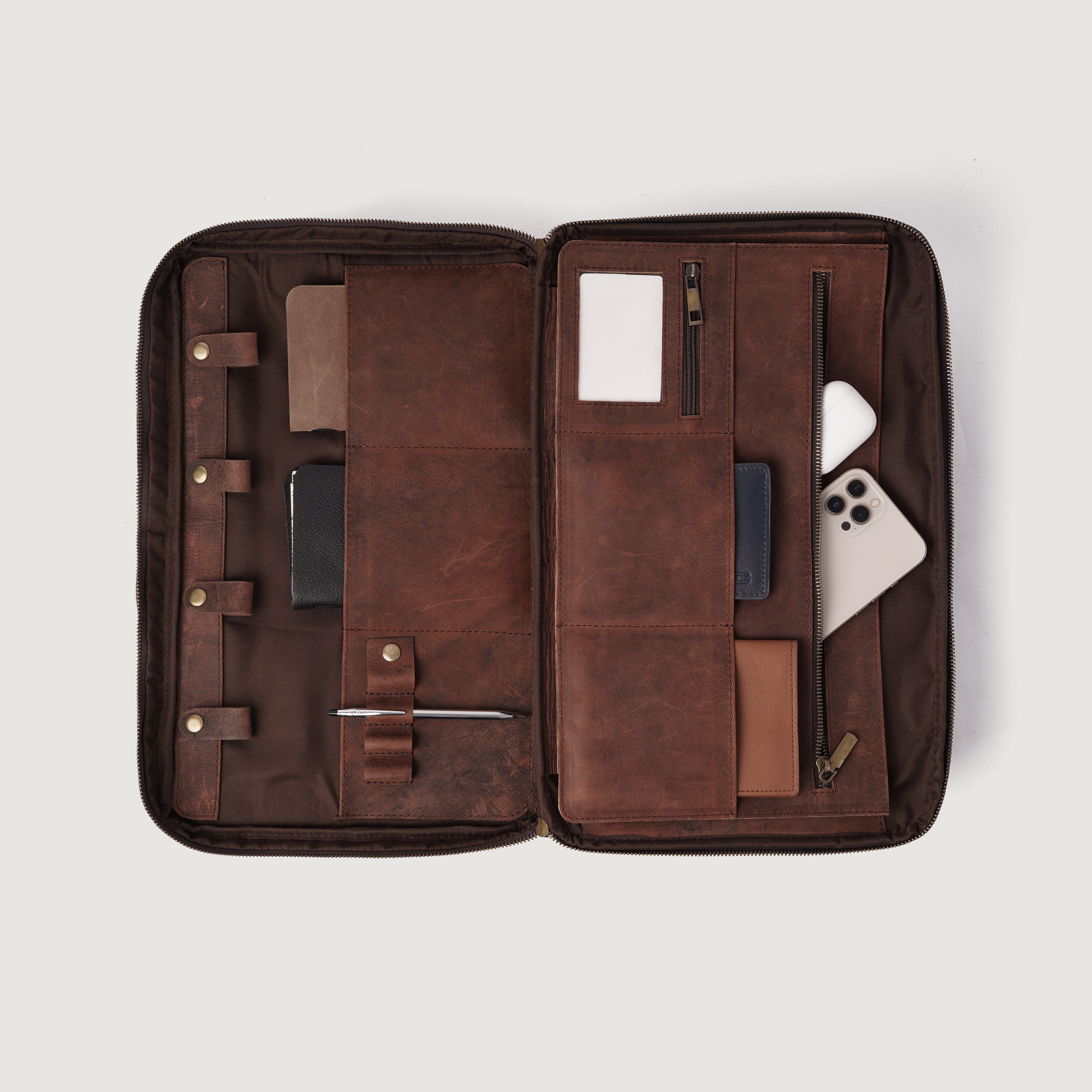 The Preston Vintage Distressed Brown Leather Briefcase