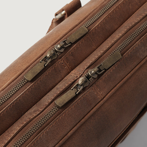 The Preston Vintage Tan Leather Briefcase