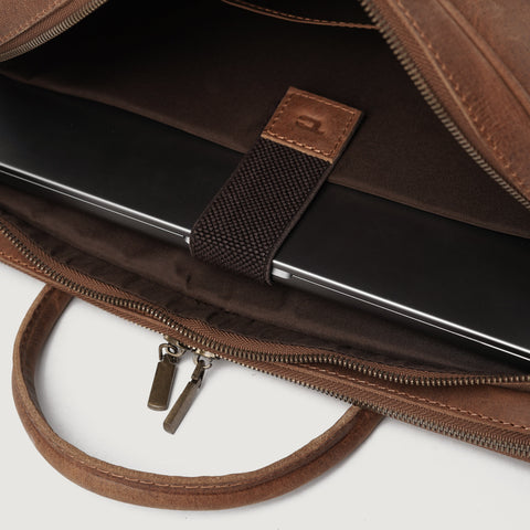 The Preston Vintage Tan Leather Briefcase