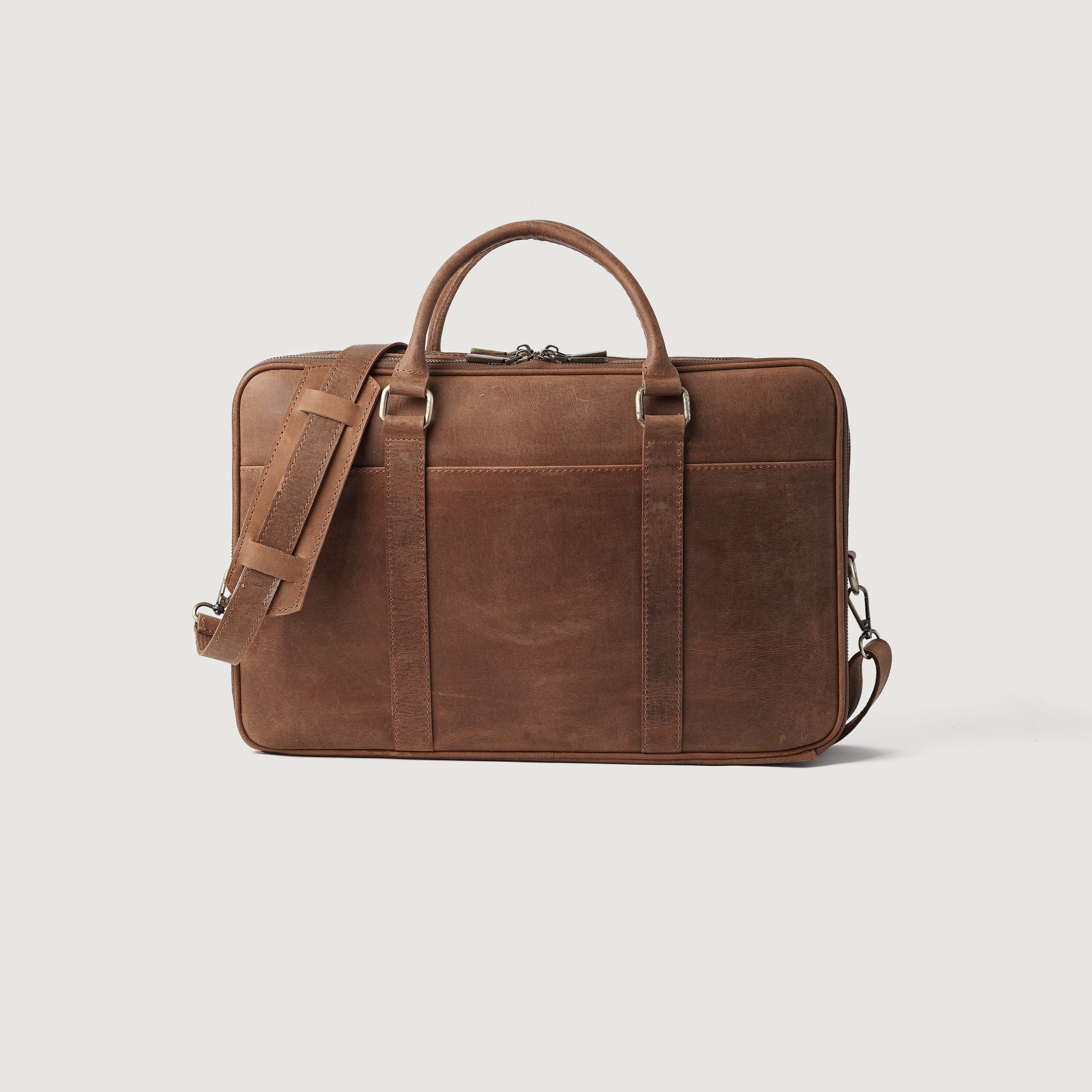 The Preston Vintage Tan Leather Briefcase
