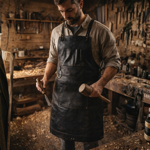 The Riding of Yorkshire Full Grain Black Apron